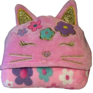 Hot focus Girls Cat Blanket Car Seat Poncho Floral Pink embellished SUPER SOFT!